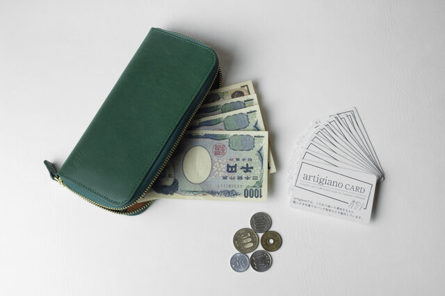 姫路レザー　ラウンドファスナー　ロングウォレット　グリーン 楽天市場】ラウンドファスナー長財布 CHAM チャム ロング