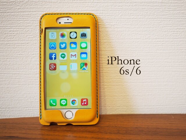 iPhone6s/6 カバー ケース 黄色【選べるステッチ】【名入れ可