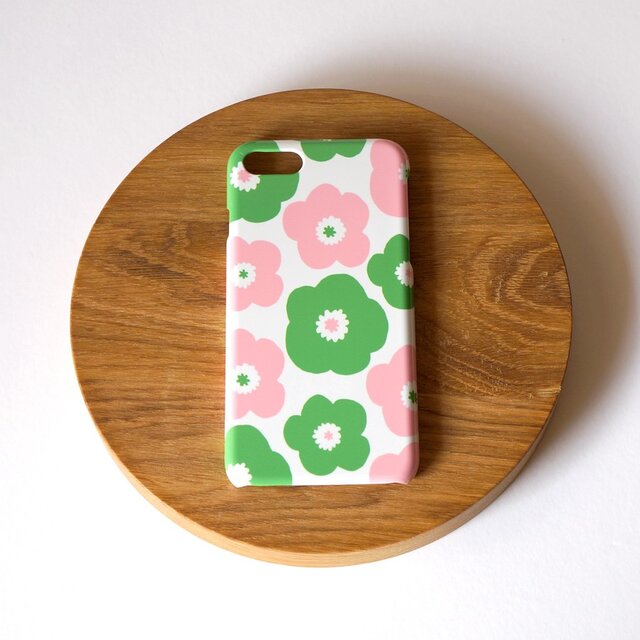 【iPhone/Android】側表面印刷*ハード型*スマホケース「popy ( pink × green )」の画像1枚目