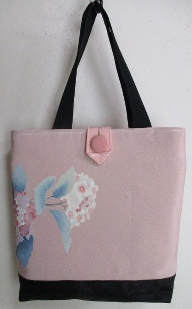 送料無料 紫陽花の描かれた訪問着で作った手提げ袋 2708の画像1枚目