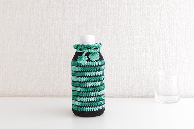 183. 350ml 刺繍糸のボトルカバー 350(グリーンミックス)の画像1枚目