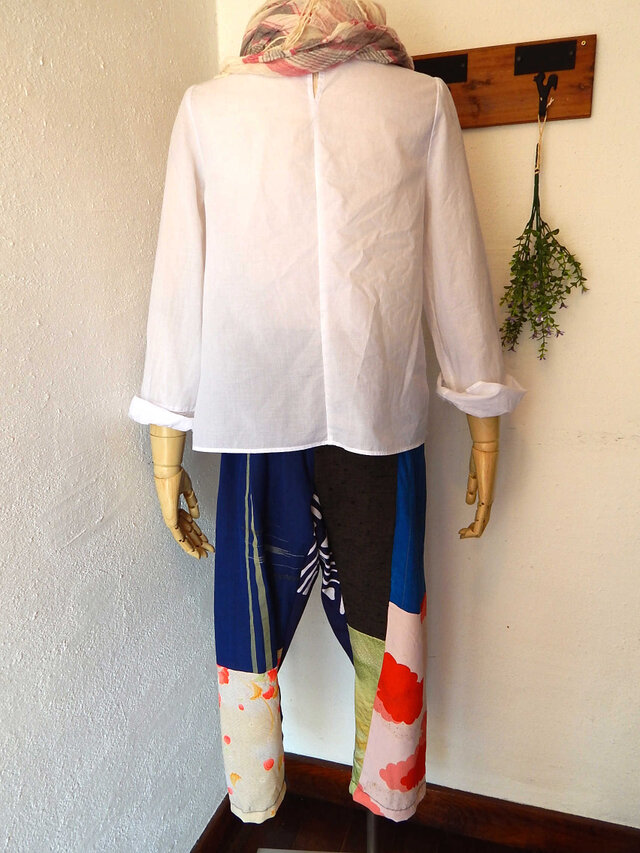 着物リメイクサルエルパンツ ブルー 着物・浴衣リメイクサルエルパンツ ブルー | iichi 日々の暮らし