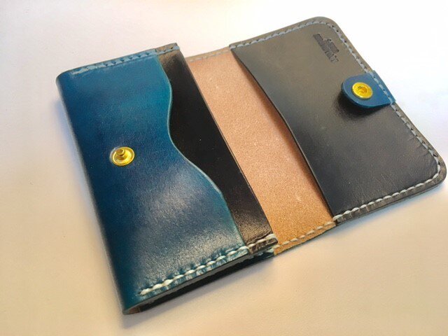 (受注製作) ツートンカラーの名刺入れ / BLUE&BLACKの画像1枚目