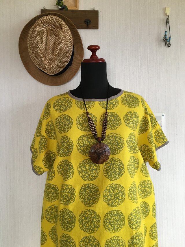 北欧調綿麻のドルマンスリーブワンピ