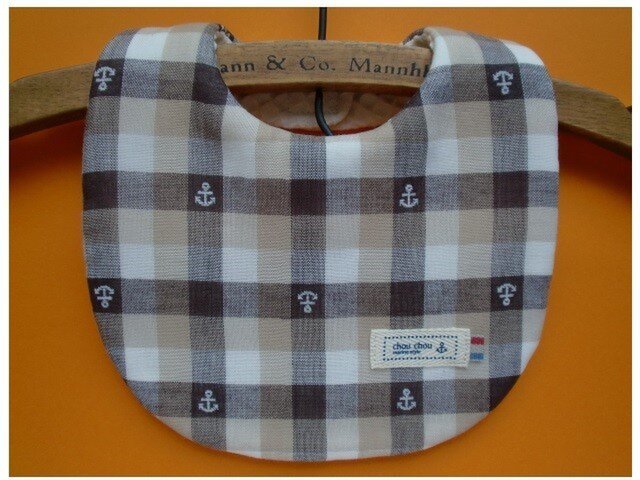 PURE*スタイ*イカリジャガード チョコ・ビスケット Bib マロン 出産祝いの画像1枚目