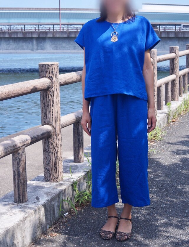 ベルギーリネンのワイドパンツの画像1枚目