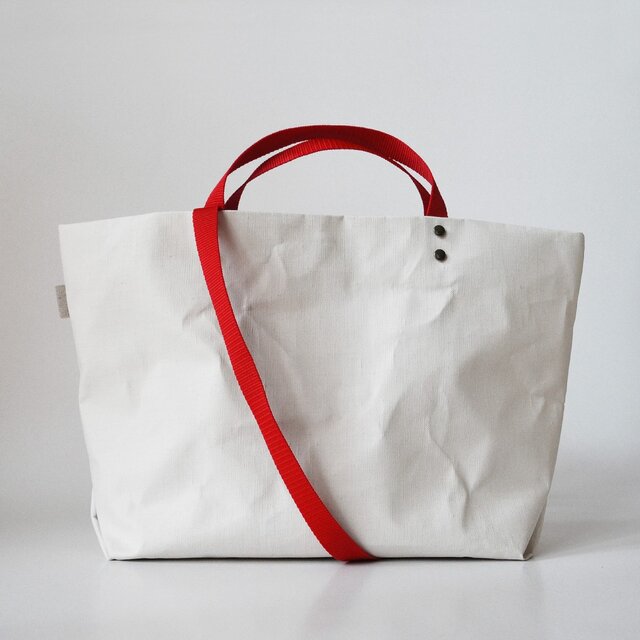 【N/no × E/zel.】SOME WAY LIGHT TOTE BAG (M+)_PP/REDの画像1枚目