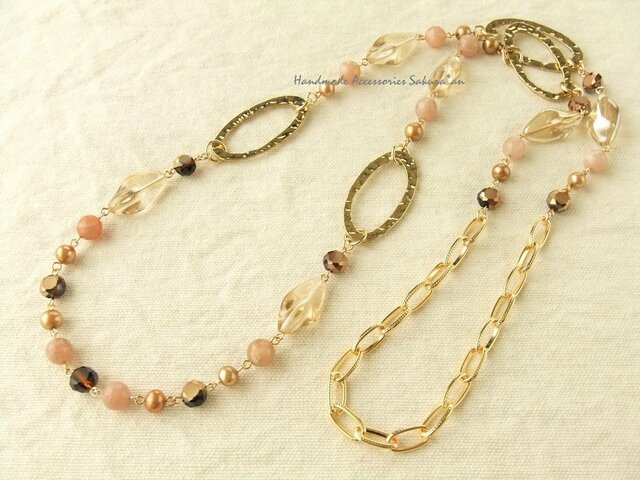 Necklace チェコ オレンジムーンストーン(N1114)の画像1枚目