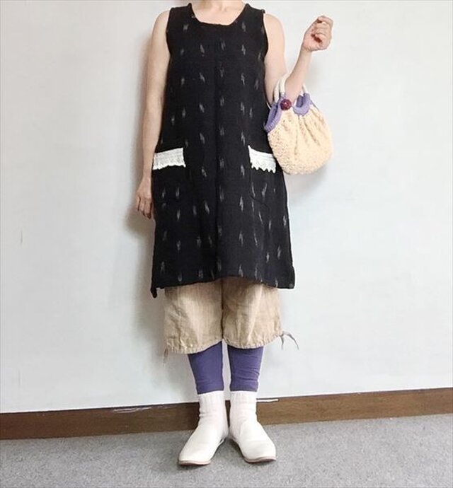 ★アジアの手織り布で★ノースリーブチュニックの画像1枚目
