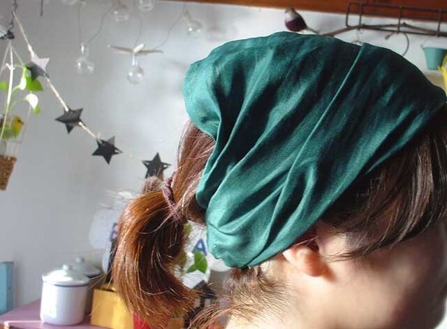 グリンリネン生地のヘアターバンの画像1枚目
