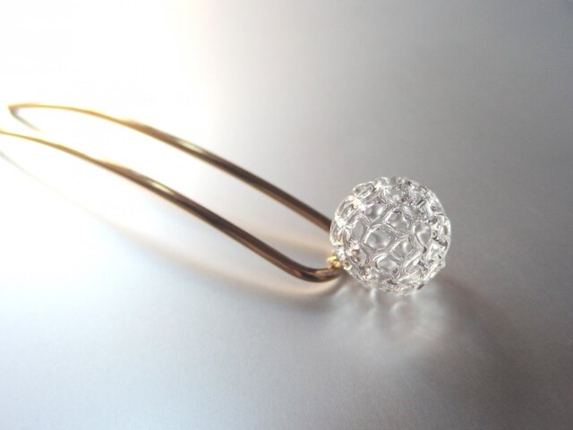 Dentelle sphere Hairpin Kanzashi Goldの画像1枚目