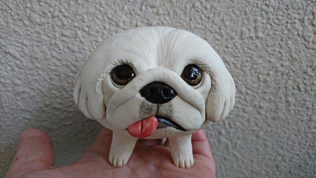 ベロ出し★ペキニーズのお香立て(小物入れ)の画像1枚目