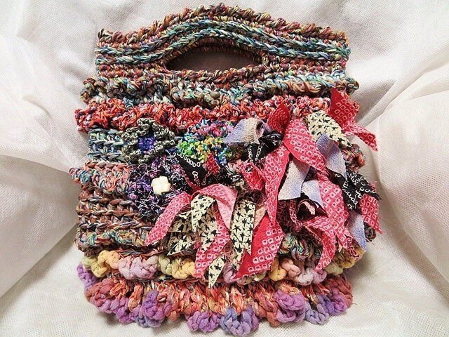♪花hana花♪オリジナルデザインリボンニットBAGの画像1枚目