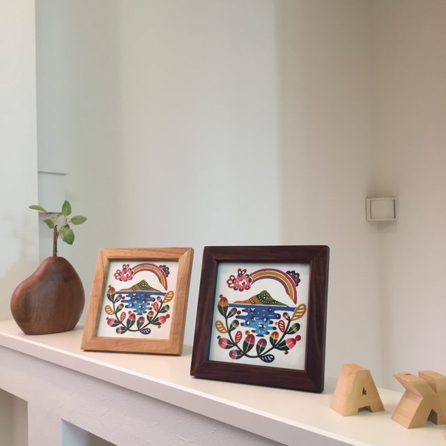 額(小) 琉球紅型「虹の架かる橋」 Bingata frame (S) "Rainbow bridge"の画像1枚目