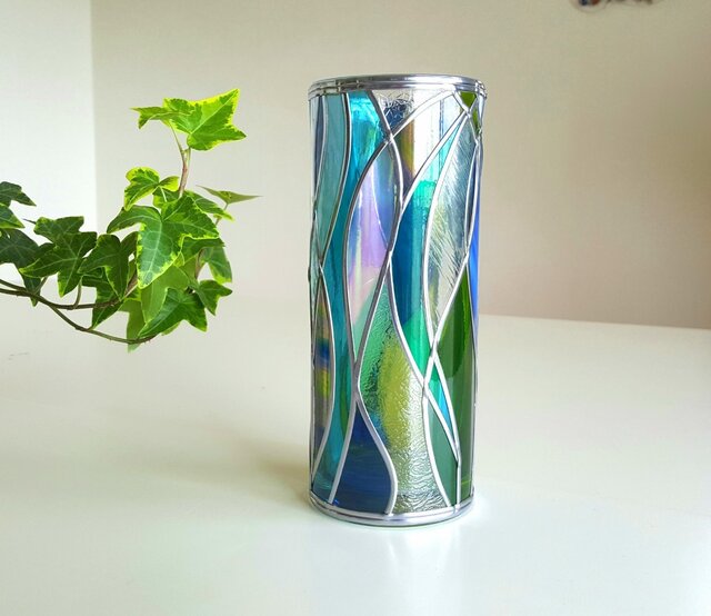 GlassArt☆ガラス円形花瓶『セノーテ』の画像1枚目