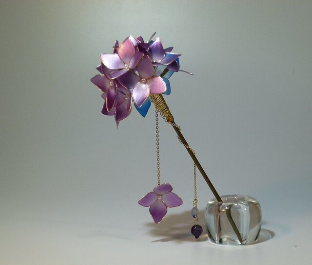 紫陽花(紫&青) 一本簪の画像1枚目