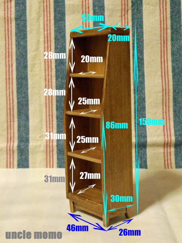 ドール用本棚 色 チェスナット 1 12ミニチュア家具 Iichi ハンドメイド クラフト作品 手仕事品の通販