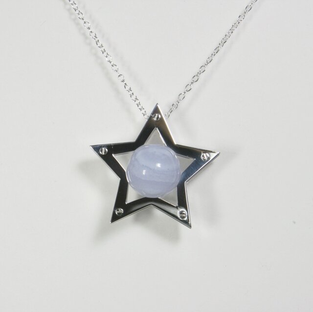 Sphere in the Star Pendant Silver BlueLaceAgate 星 ペンダント の画像1枚目