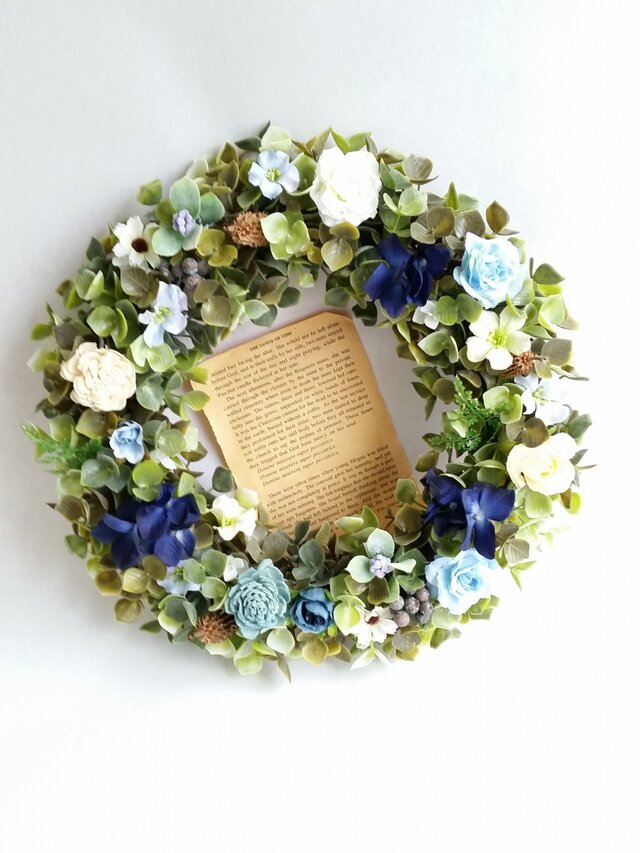 ~flowerリース~ *blue紫陽花×ローズ*の画像1枚目