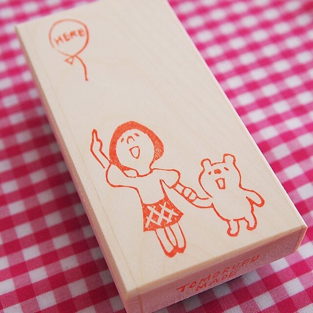消しゴムはんこ「風船ガール」の画像1枚目