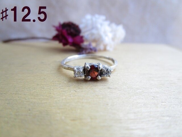 silver ガーネットcz リングの画像1枚目