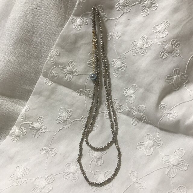 淡水パールシルバーネックレスの画像1枚目
