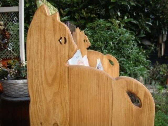 子猫の絵本棚 アンティークブラウン仕上げ ☆☆可動ブックエンド付き☆☆の画像1枚目