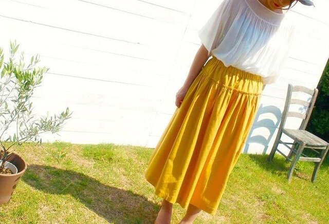 SALE30% OFF リネン ロングスカート マスタード affettoの画像1枚目