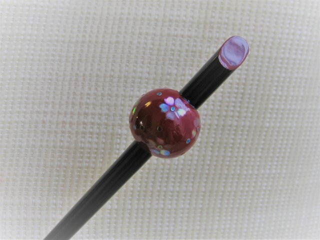 再販 漆螺鈿かんざし・桜赤の画像1枚目