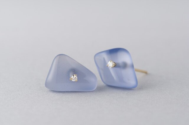 Huillet カルセドニーダイヤピアス3の画像1枚目
