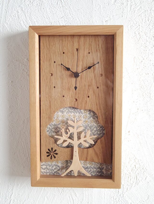box clock 木と鳥 リバティの画像1枚目