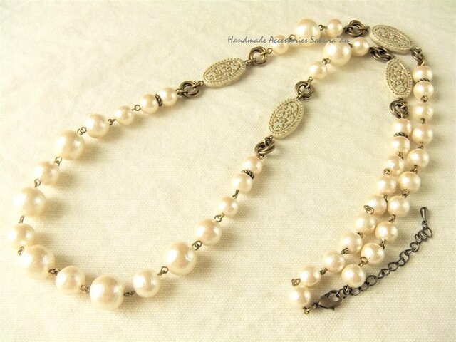 Necklace コットンパール アクリル(N1116)の画像1枚目