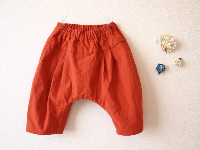 COTTON LINEN タックサルエルパンツ *オレンジ* size 80の画像1枚目