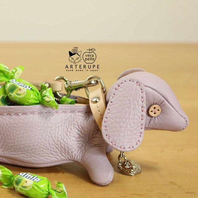 チプリア犬キーポーチCucciolo Leather Eyedイタリア製シュリンクレザーの画像1枚目