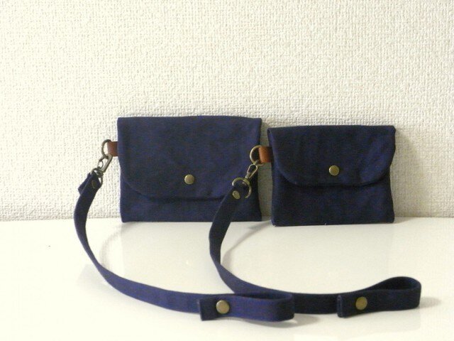 帆布 3way いろいろポーチ&キーホルダー 大 navyの画像1枚目