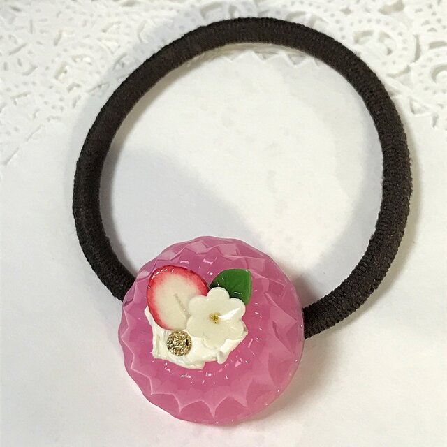 いちごflowerゼリーのヘアゴムの画像1枚目