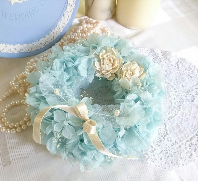 ―ボタニカルcake―スカイブルーのリングピローの画像1枚目