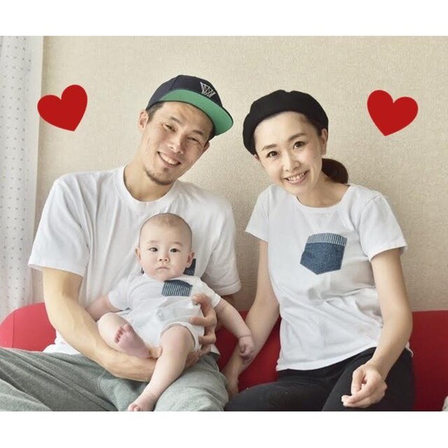 3枚セット☆デニム&ヒッコリー柄ポケットTシャツ★70~大人サイズまで♪の画像1枚目