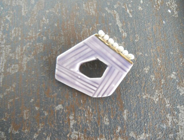 淡水パールのより添うの陶broach 〈ラベンダー〉の画像1枚目