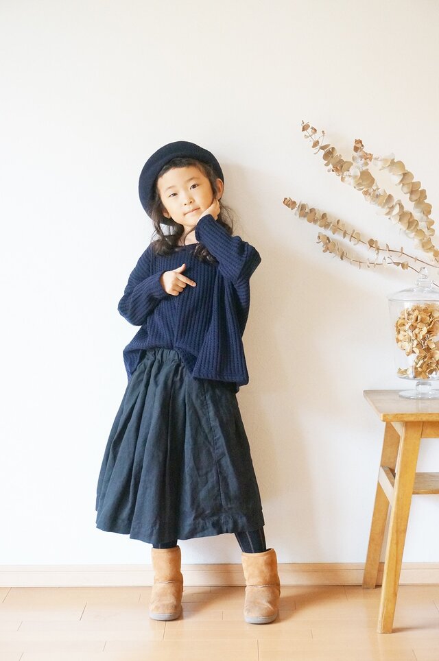French Linen tuck skirt 90sizeの画像1枚目