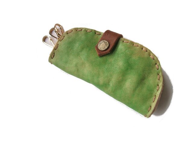 key case そら豆 黄緑(手染め)の画像1枚目