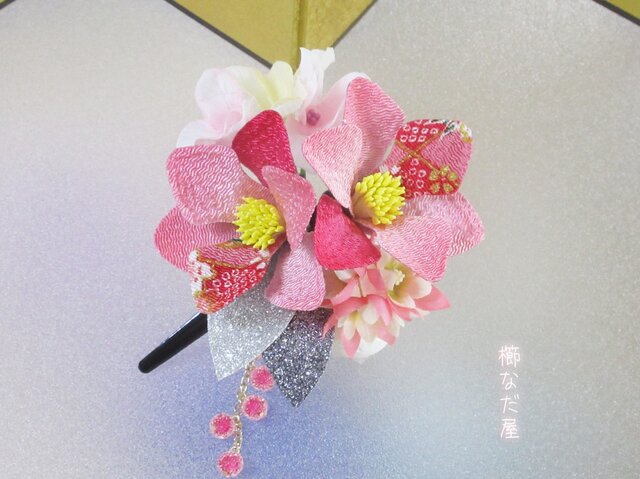 浴衣 和装髪飾り ちりめん花髪飾り 和装 着物 ヘアクリップ かんざしの画像1枚目
