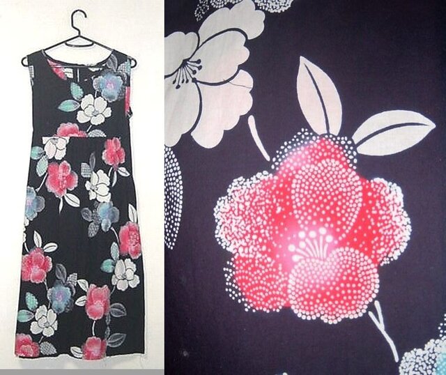 Sold Out浴衣リメイク♪椿が可愛い浴衣チュニックワンピース♪ハンドメイド・夏の画像1枚目