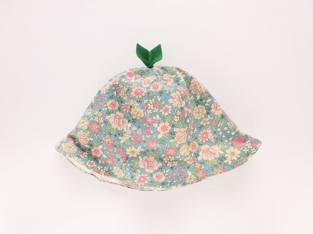 ぐんぐん大きくなあれ!葉っぱハット 花柄 ブルーの画像1枚目