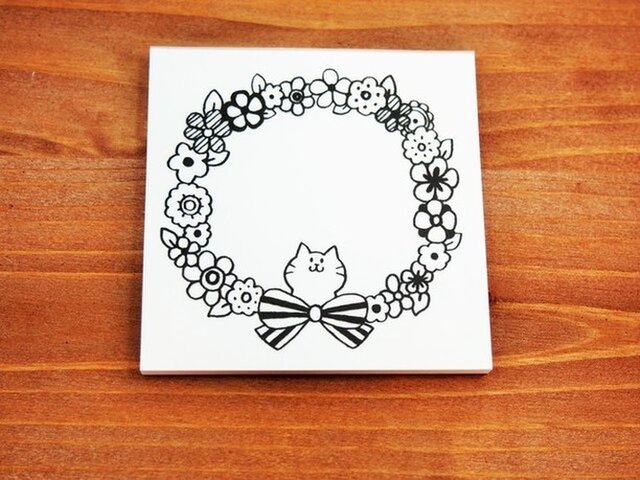 猫のお花メモ用紙の画像1枚目