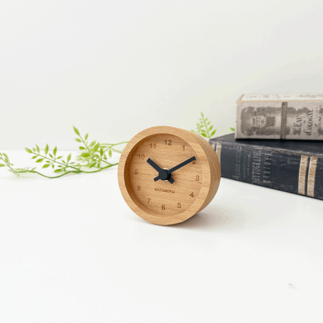 KATOMOKU muku mini clock 丸 黒 km-26BK