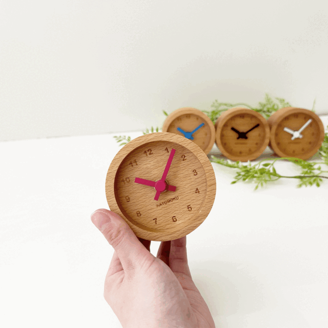 KATOMOKU muku mini clock 丸 赤 km-26RE