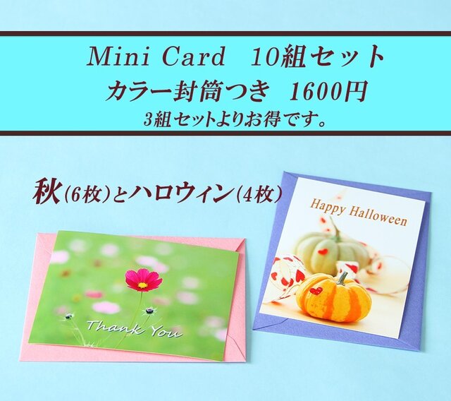 秋とハロウイン(カラー封筒つき) 10組セット ミニカード 1600円の画像1枚目