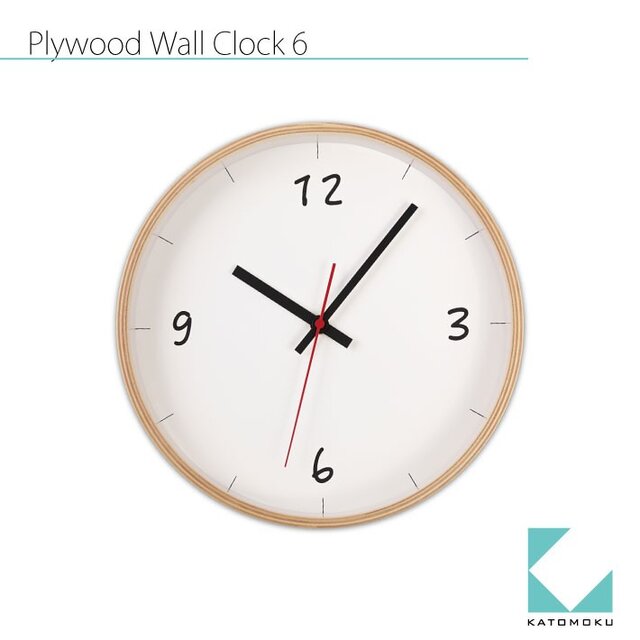 KATOMOKU plywood wall clock 6 km-52Nの画像1枚目