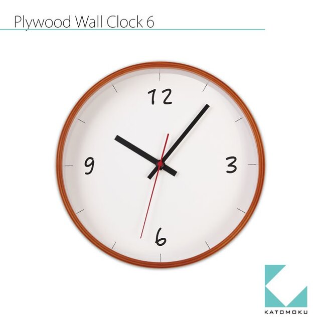 KATOMOKU plywood wall clock 6 km-52LBの画像1枚目